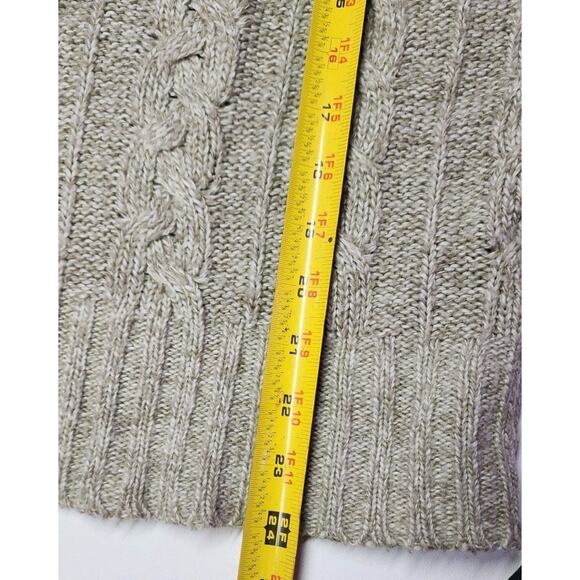 Vintage Y2K American Eagle Xl Chunky Cable Knit Hooded Sweater Driftwood Maple - Picture 7 of 16